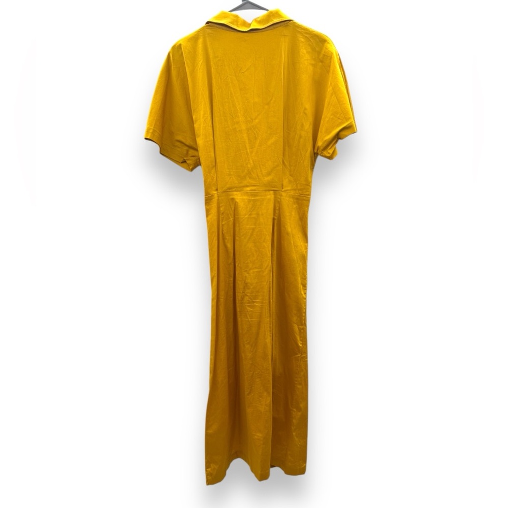 Cult Gaia Calista Short Sleeve Faux Wrap Midi Dress‎ in Tumeric Gold Yellow Sz 2 - Picture 6 of 12